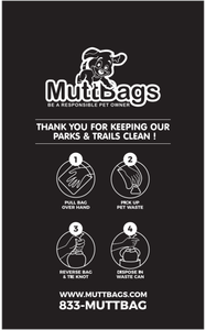 Petwaste Bags by MuttBags Single Pull Header Type Dog Waste Bags